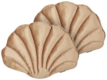 Lot de 2 coussins décoratifs CONSOLIDA Velours 47 x 35 cm Beige sable Unicolore