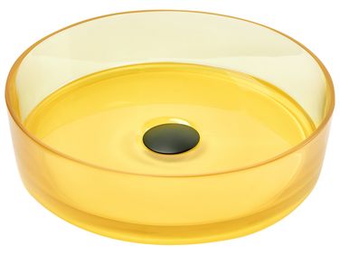 Countertop Basin TOLOSA ⌀ 360 mm Solid Surface Yellow