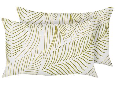 Lot de 2 coussins décoratifs SPANDOREA Coton 30 x 50 cm Vert Motif de plante