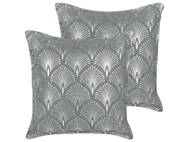 Lot de 2 coussins décoratifs HOYA Coton 45 x 45 cm Gris Motif géométrique