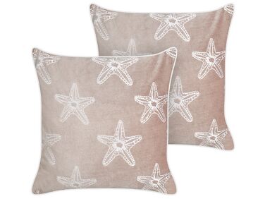 Lot de 2 coussins décoratifs CERAMIUM Velours 45 x 45 cm Rose pastel Motif floral
