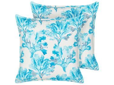 Lot de 2 coussins décoratifs ROCKWEED Coton 45 x 45 cm Bleu Motif floral
