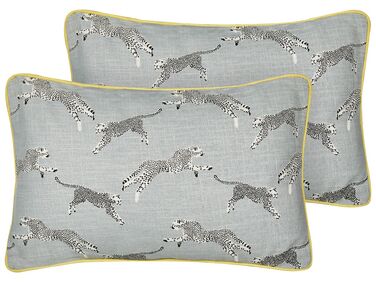 Lot de 2 coussins décoratifs ARALES Coton 30 x 50 cm Gris clair Motif animal