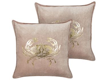 Lot de 2 coussins décoratifs BOSSIELLA Coton 45 x 45 cm Taupe Motif animal