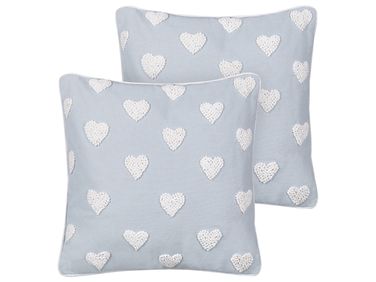 Lot de 2 coussins décoratifs GAZANIA Coton 45 x 45 cm Gris clair