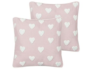 Lot de 2 coussins décoratifs GAZANIA Coton 45 x 45 cm Rose pastel