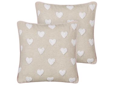 Lot de 2 coussins décoratifs GAZANIA Coton 45 x 45 cm Beige
