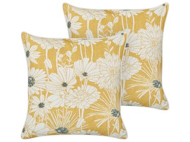 Lot de 2 coussins décoratifs SCIRPUS Coton 45 x 45 cm Jaune Motif floral