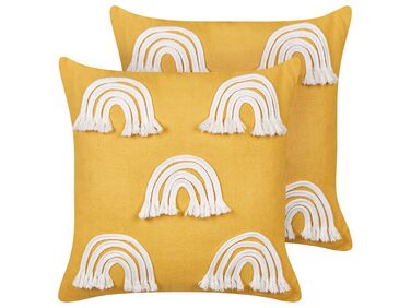 Lot de 2 coussins décoratifs LEEA Coton 45 x 45 cm Jaune
