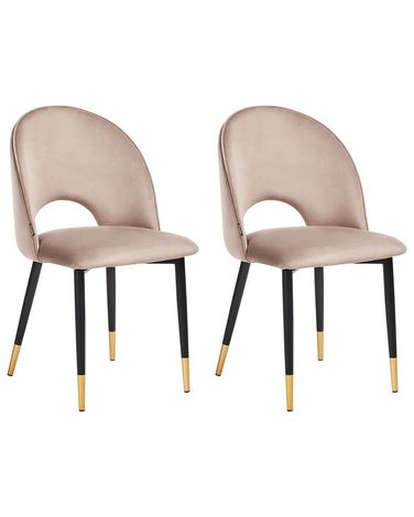 Lot de 2 chaises de salle à manger MAGALIA Velours Taupe
