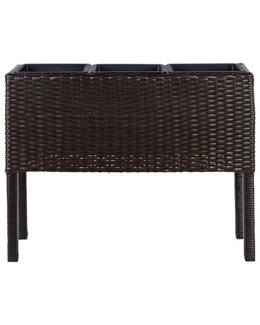 Verhoogde bloempot CARAGANA PE rotan 77 cm Donkerbruin