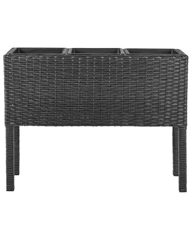 Elevated Plant Pot CARAGANA PE Rattan 77 cm Black