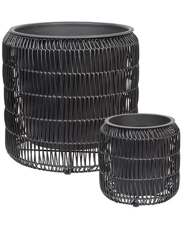 Lot de 2 pots de fleurs BRODIEA Polyrotin 26/45 cm Noir