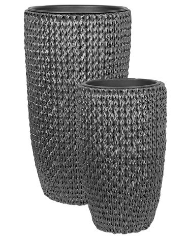 Lot de 2 pots de fleurs CEDRUS Polyrotin 37/45 cm Noir
