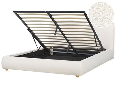 Lit ottoman Bouclé BLAGNAC 160 x 200 cm Blanc cassé