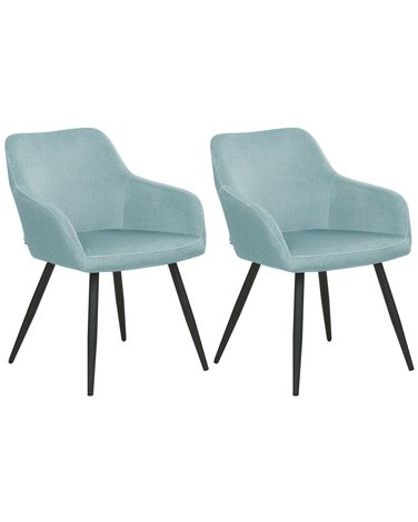 Lot de 2 chaises de salle à manger CASMALIA Velours Bleu clair