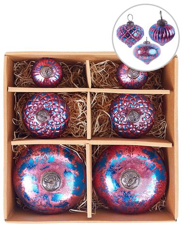 Set van 6 kerstballen ASTRALE Glas Roze