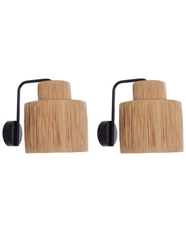 Lot de 2 lampes murales SHINFA Osier Naturel