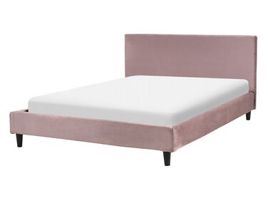 Lit avec sommier Velours FITOU 140 x 200 cm Rose