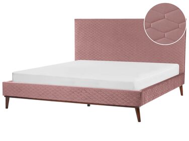 Lit avec sommier Velours BAYONNE 180 x 200 cm Rose