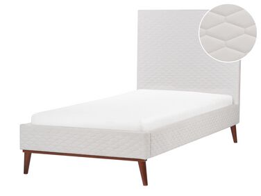 Lit avec sommier Velours BAYONNE 90 x 200 cm Blanc cassé