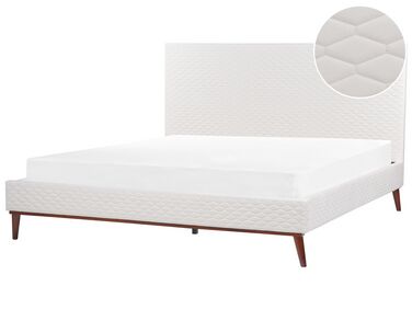 Lit avec sommier Velours BAYONNE 180 x 200 cm Blanc cassé