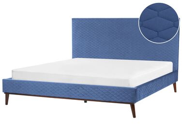 Lit avec sommier Velours BAYONNE 180 x 200 cm Bleu
