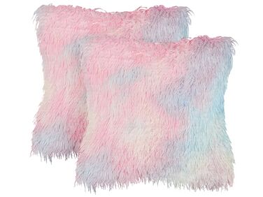 Lot de 2 coussins décoratifs AMARYLLIS Fourrure synthétique 45 x 45 cm Multicolore