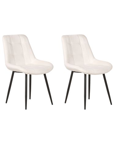 Lot de 2 chaises de salle à manger MELROSE Velours Blanc cassé