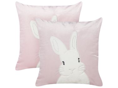 Lot de 2 coussins décoratifs IBERIS Velours 45 x 45 cm Rose