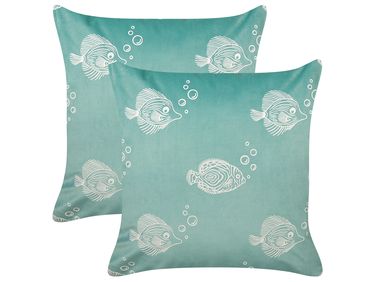 Lot de 2 coussins décoratifs SOLIDAGO Velours 45 x 45 cm Vert