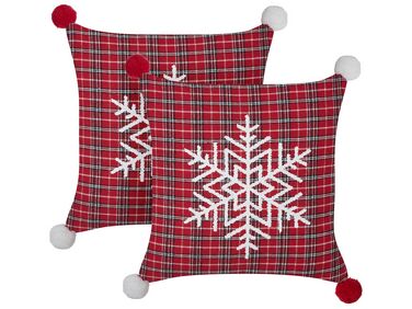 Lot de 2 coussins décoratifs LONICERA 45 x 45 cm Rouge Motif de Noël
