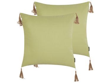 Set of 2 Decorative Cushions CHMISTAR 45 x 45 cm Green Solid