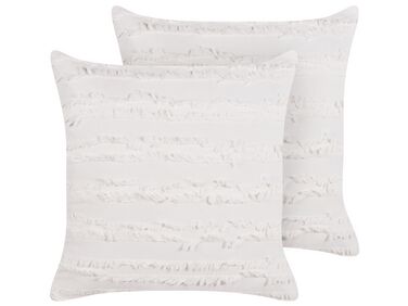 Lot de 2 coussins décoratifs MAKNEH Coton 45 x 45 cm Blanc Unicolore