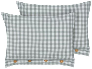 Lot de 2 coussins décoratifs TALYA 40 x 60 cm Vert menthe À carreaux