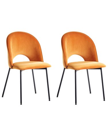 Lot de 2 chaises de salle à manger COVELO Velours Orange