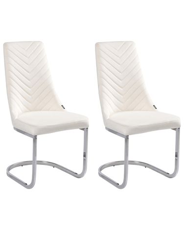Lot de 2 chaises de salle à manger ALTOONA Velours Blanc cassé