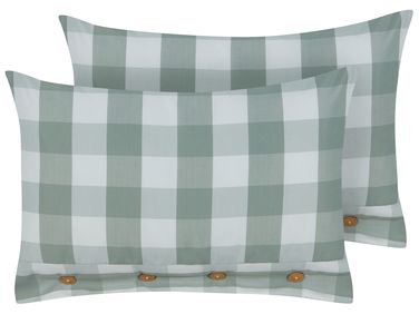 Set of 2 Decorative Cushions TAMNINE 40 x 60 cm Mint Green Checked