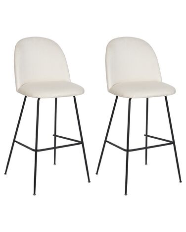 Lot de 2 chaises de bar ARCOLA Velours Blanc cassé