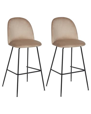Lot de 2 chaises de bar ARCOLA Velours Taupe