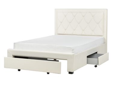 Lit avec tiroirs de rangement Velours LIEVIN 140 x 200 cm Beige clair