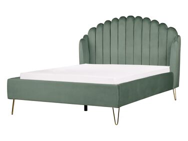 Lit avec sommier Velours AMBILLOU 140 x 200 cm Vert