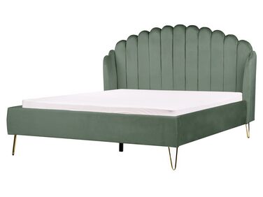 Lit avec sommier Velours AMBILLOU 160 x 200 cm Vert