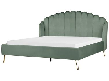 Lit avec sommier Velours AMBILLOU 180 x 200 cm Vert