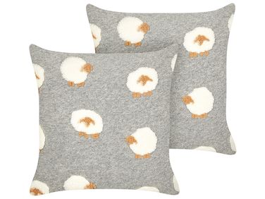Lot de 2 coussins décoratifs EINADIA 45 x 45 cm Gris