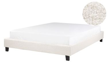Lit sans tête de lit Bouclé ROANNE 140 x 200 cm Beige clair