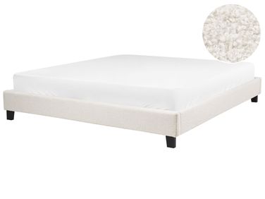 Lit sans tête de lit Bouclé ROANNE 180 x 200 cm Beige clair