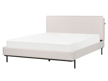 Lit avec sommier Tissu CORIO 160 x 200 cm Beige clair