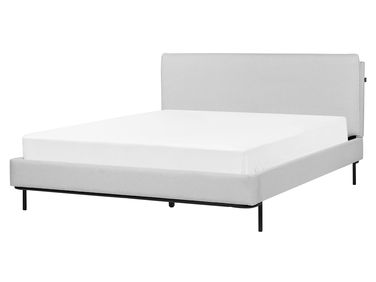 Lit avec sommier Tissu CORIO 160 x 200 cm Gris clair