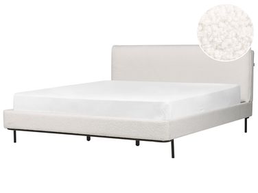 Lit avec sommier Bouclé CORIO 180 x 200 cm Blanc cassé